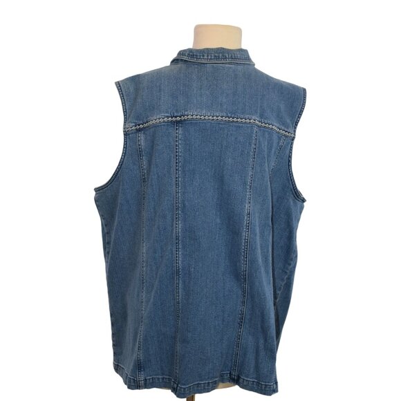 Vintage Liz & Me Signature Blue Jean Vest Embroidered - Picture 4 of 9